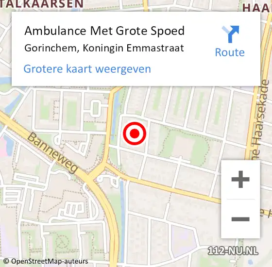 Locatie op kaart van de 112 melding: Ambulance Met Grote Spoed Naar Gorinchem, Koningin Emmastraat op 17 november 2024 08:40