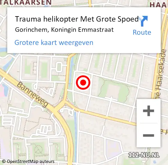 Locatie op kaart van de 112 melding: Trauma helikopter Met Grote Spoed Naar Gorinchem, Koningin Emmastraat op 17 november 2024 08:59