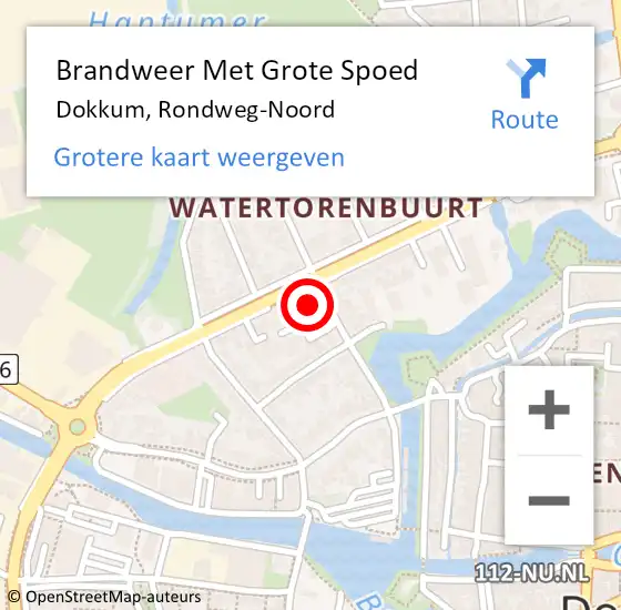 Locatie op kaart van de 112 melding: Brandweer Met Grote Spoed Naar Dokkum, Rondweg-Noord op 17 november 2024 09:06