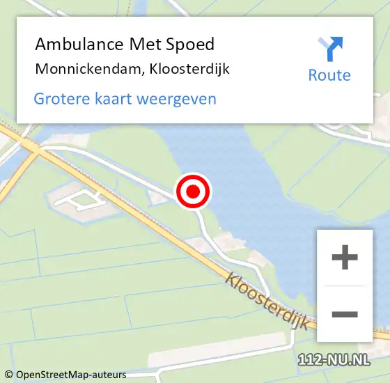 Locatie op kaart van de 112 melding: Ambulance Met Spoed Naar Monnickendam, Kloosterdijk op 17 november 2024 09:07