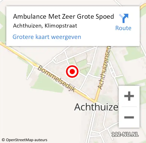 Locatie op kaart van de 112 melding: Ambulance Met Zeer Grote Spoed Naar Achthuizen, Klimopstraat op 17 november 2024 09:13