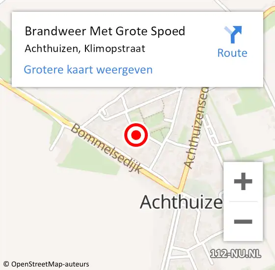 Locatie op kaart van de 112 melding: Brandweer Met Grote Spoed Naar Achthuizen, Klimopstraat op 17 november 2024 09:13