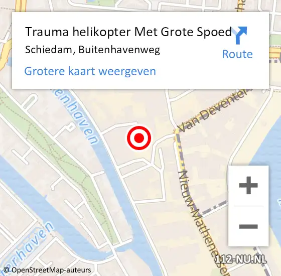 Locatie op kaart van de 112 melding: Trauma helikopter Met Grote Spoed Naar Schiedam, Buitenhavenweg op 17 november 2024 09:21