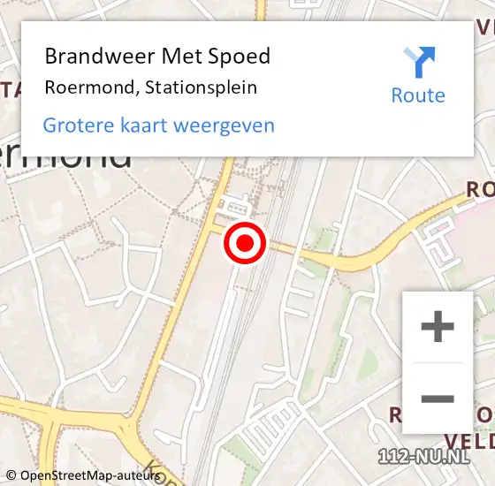 Locatie op kaart van de 112 melding: Brandweer Met Spoed Naar Roermond, Stationsplein op 17 november 2024 09:28