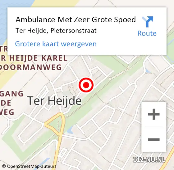 Locatie op kaart van de 112 melding: Ambulance Met Zeer Grote Spoed Naar Ter Heijde, Pietersonstraat op 17 november 2024 10:02