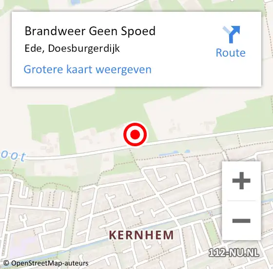 Locatie op kaart van de 112 melding: Brandweer Geen Spoed Naar Ede, Doesburgerdijk op 17 november 2024 10:33