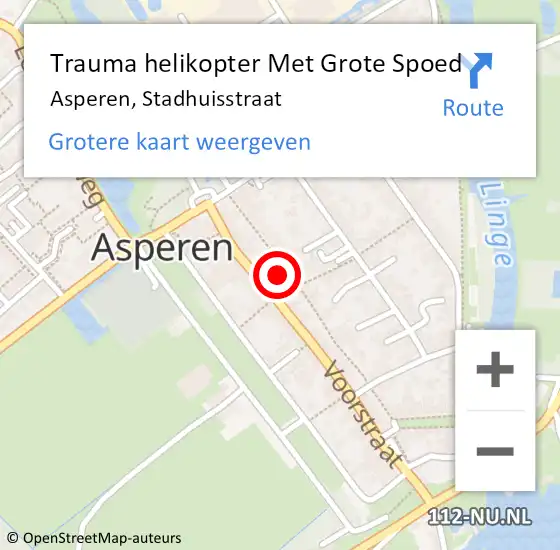 Locatie op kaart van de 112 melding: Trauma helikopter Met Grote Spoed Naar Asperen, Stadhuisstraat op 17 november 2024 10:50