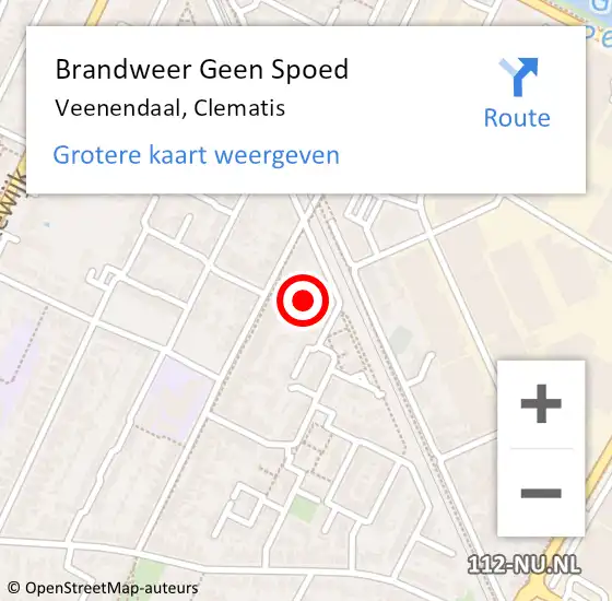 Locatie op kaart van de 112 melding: Brandweer Geen Spoed Naar Veenendaal, Clematis op 17 november 2024 10:51