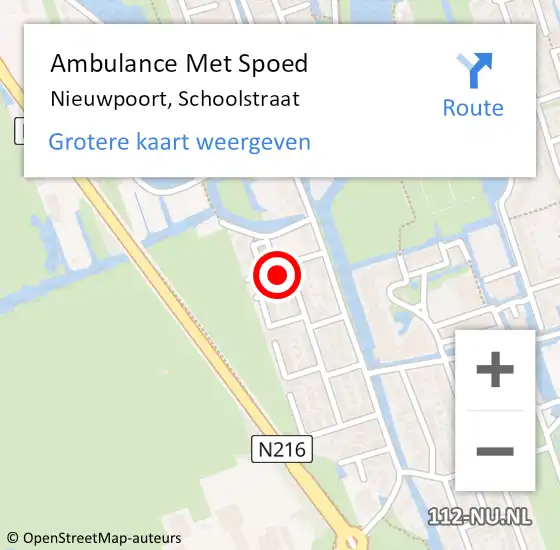 Locatie op kaart van de 112 melding: Ambulance Met Spoed Naar Nieuwpoort, Schoolstraat op 17 november 2024 10:59