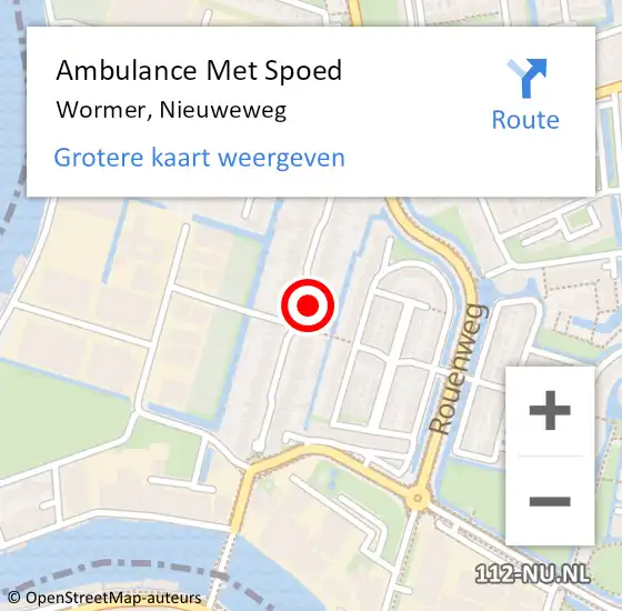 Locatie op kaart van de 112 melding: Ambulance Met Spoed Naar Wormer, Nieuweweg op 17 november 2024 11:09