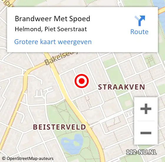 Locatie op kaart van de 112 melding: Brandweer Met Spoed Naar Helmond, Piet Soerstraat op 17 november 2024 11:11