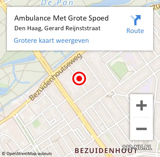 Locatie op kaart van de 112 melding: Ambulance Met Grote Spoed Naar Den Haag, Gerard Reijnststraat op 17 november 2024 11:21