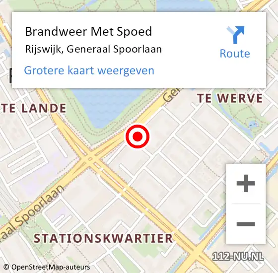 Locatie op kaart van de 112 melding: Brandweer Met Spoed Naar Rijswijk, Generaal Spoorlaan op 17 november 2024 11:37