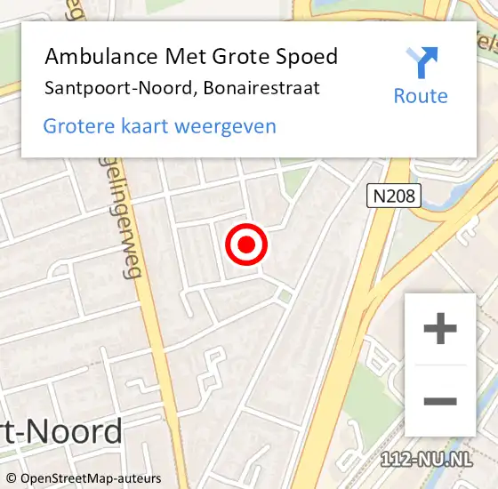 Locatie op kaart van de 112 melding: Ambulance Met Grote Spoed Naar Santpoort-Noord, Bonairestraat op 17 november 2024 11:49