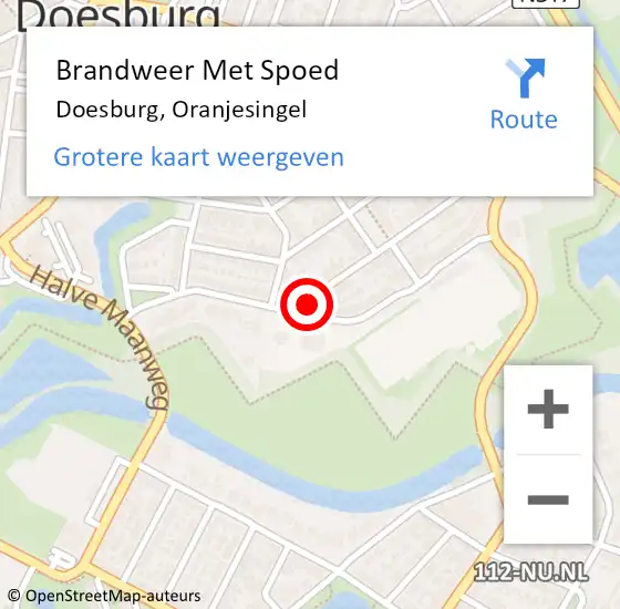 Locatie op kaart van de 112 melding: Brandweer Met Spoed Naar Doesburg, Oranjesingel op 17 november 2024 11:50