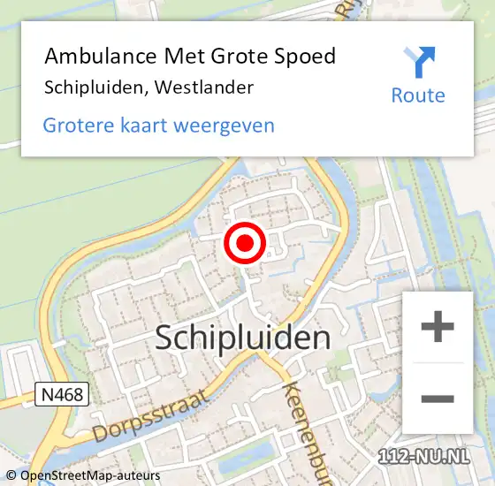 Locatie op kaart van de 112 melding: Ambulance Met Grote Spoed Naar Schipluiden, Westlander op 18 oktober 2013 22:04