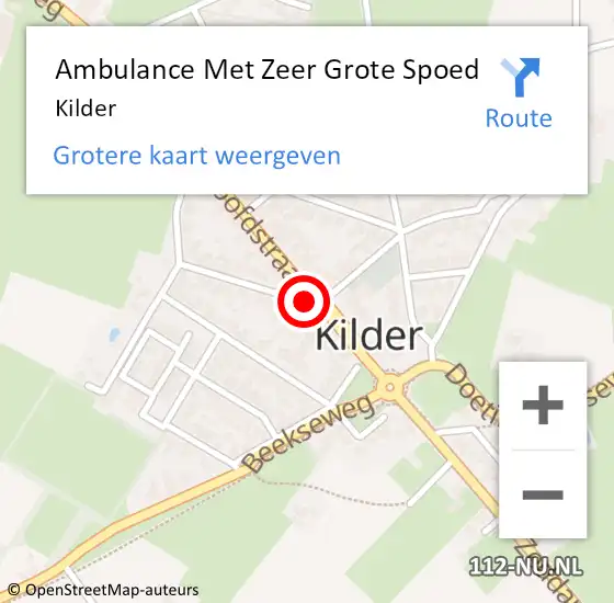 Locatie op kaart van de 112 melding: Ambulance Met Zeer Grote Spoed Naar Kilder op 17 november 2024 12:02