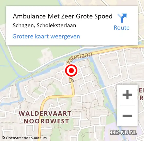 Locatie op kaart van de 112 melding: Ambulance Met Zeer Grote Spoed Naar Schagen, Scholeksterlaan op 17 november 2024 12:04