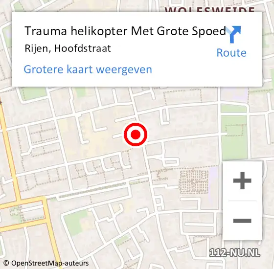 Locatie op kaart van de 112 melding: Trauma helikopter Met Grote Spoed Naar Rijen, Hoofdstraat op 17 november 2024 12:17