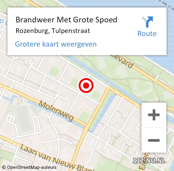 Locatie op kaart van de 112 melding: Brandweer Met Grote Spoed Naar Rozenburg, Tulpenstraat op 17 november 2024 12:36