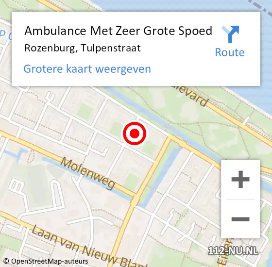 Locatie op kaart van de 112 melding: Ambulance Met Zeer Grote Spoed Naar Rozenburg, Tulpenstraat op 17 november 2024 12:36