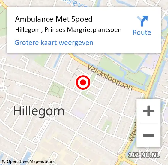 Locatie op kaart van de 112 melding: Ambulance Met Spoed Naar Hillegom, Prinses Margrietplantsoen op 17 november 2024 12:50