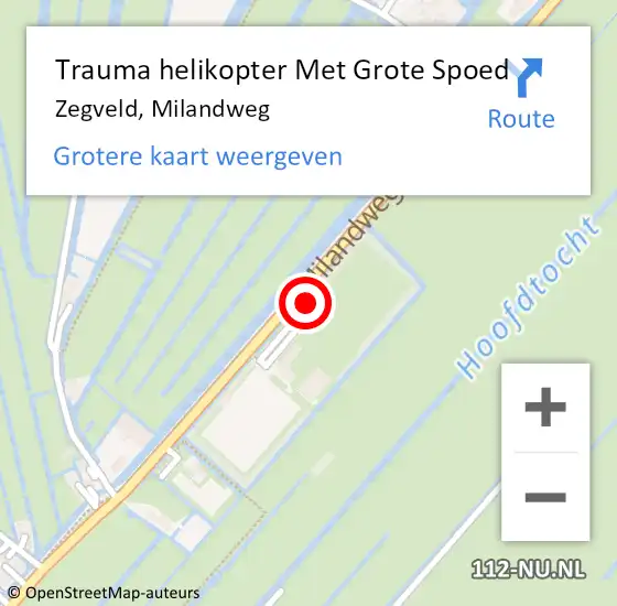 Locatie op kaart van de 112 melding: Trauma helikopter Met Grote Spoed Naar Zegveld, Milandweg op 17 november 2024 12:53