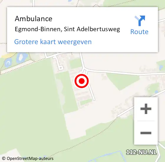 Locatie op kaart van de 112 melding: Ambulance Egmond-Binnen, Sint Adelbertusweg op 17 november 2024 12:56