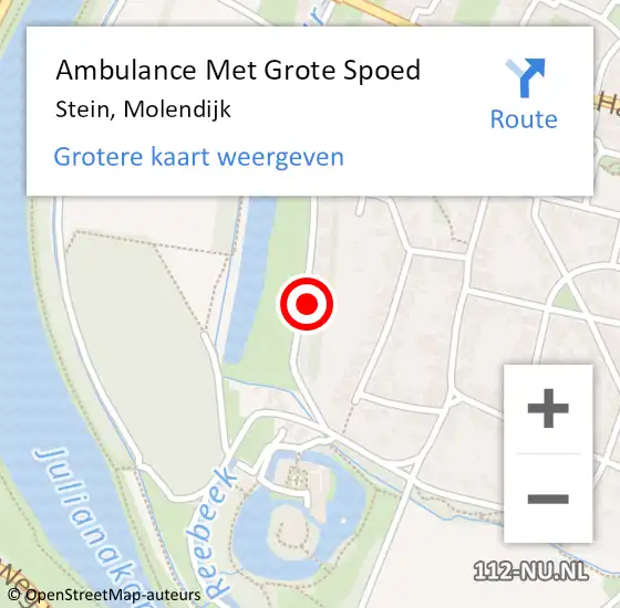 Locatie op kaart van de 112 melding: Ambulance Met Grote Spoed Naar Stein, Molendijk op 27 oktober 2014 10:58