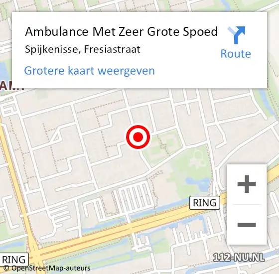 Locatie op kaart van de 112 melding: Ambulance Met Zeer Grote Spoed Naar Spijkenisse, Fresiastraat op 17 november 2024 13:05