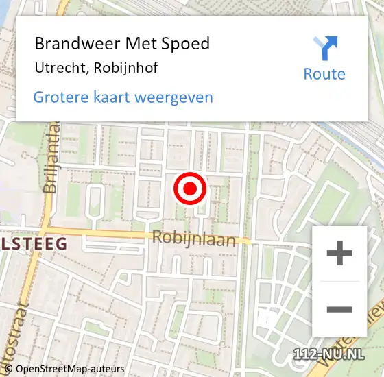 Locatie op kaart van de 112 melding: Brandweer Met Spoed Naar Utrecht, Robijnhof op 17 november 2024 13:10