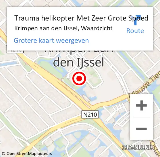 Locatie op kaart van de 112 melding: Trauma helikopter Met Zeer Grote Spoed Naar Krimpen aan den IJssel, Waardzicht op 17 november 2024 13:19