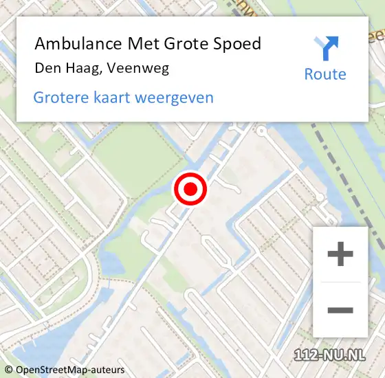 Locatie op kaart van de 112 melding: Ambulance Met Grote Spoed Naar Den Haag, Veenweg op 17 november 2024 13:24