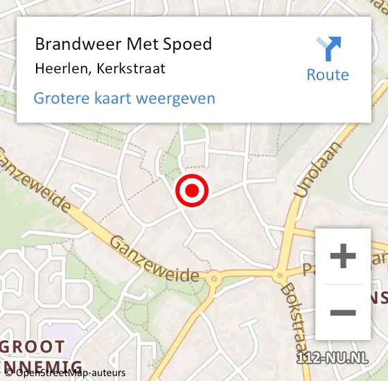 Locatie op kaart van de 112 melding: Brandweer Met Spoed Naar Heerlen, Kerkstraat op 17 november 2024 13:38