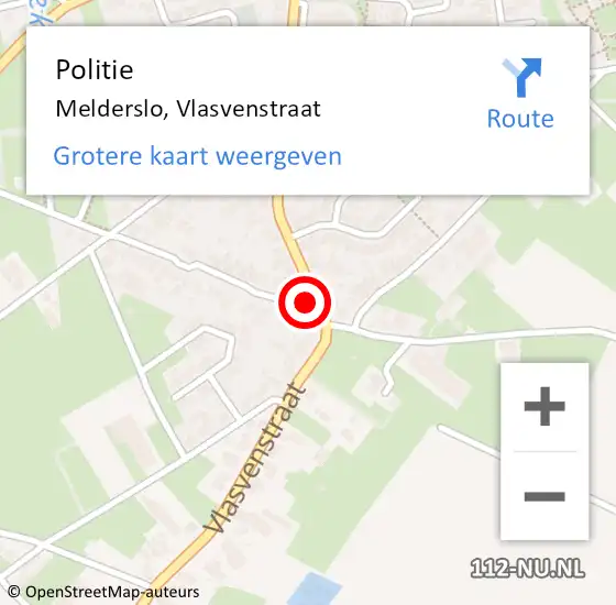 Locatie op kaart van de 112 melding: Politie Melderslo, Vlasvenstraat op 17 november 2024 13:46