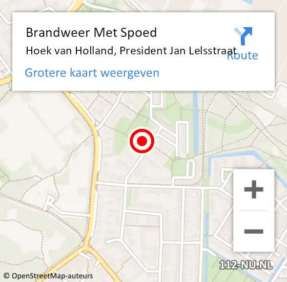 Locatie op kaart van de 112 melding: Brandweer Met Spoed Naar Hoek van Holland, President Jan Lelsstraat op 17 november 2024 13:56