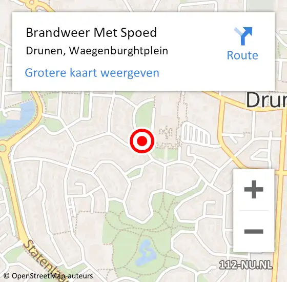 Locatie op kaart van de 112 melding: Brandweer Met Spoed Naar Drunen, Waegenburghtplein op 17 november 2024 14:01