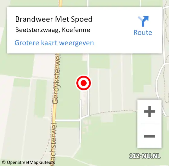 Locatie op kaart van de 112 melding: Brandweer Met Spoed Naar Beetsterzwaag, Koefenne op 17 november 2024 14:04