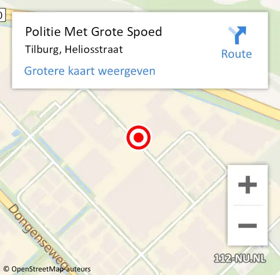 Locatie op kaart van de 112 melding: Politie Met Grote Spoed Naar Tilburg, Heliosstraat op 17 november 2024 14:24