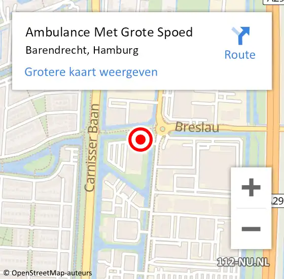 Locatie op kaart van de 112 melding: Ambulance Met Grote Spoed Naar Barendrecht, Hamburg op 17 november 2024 14:55