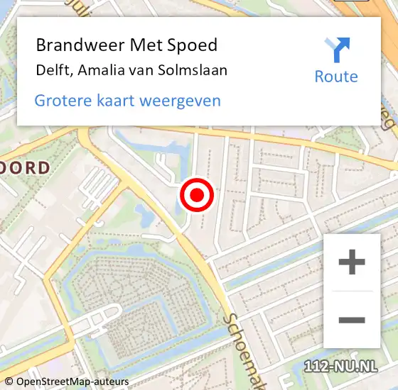 Locatie op kaart van de 112 melding: Brandweer Met Spoed Naar Delft, Amalia van Solmslaan op 17 november 2024 15:07