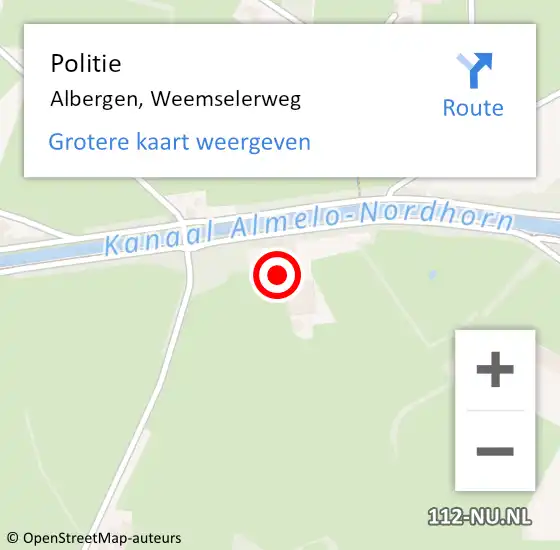 Locatie op kaart van de 112 melding: Politie Albergen, Weemselerweg op 17 november 2024 15:14