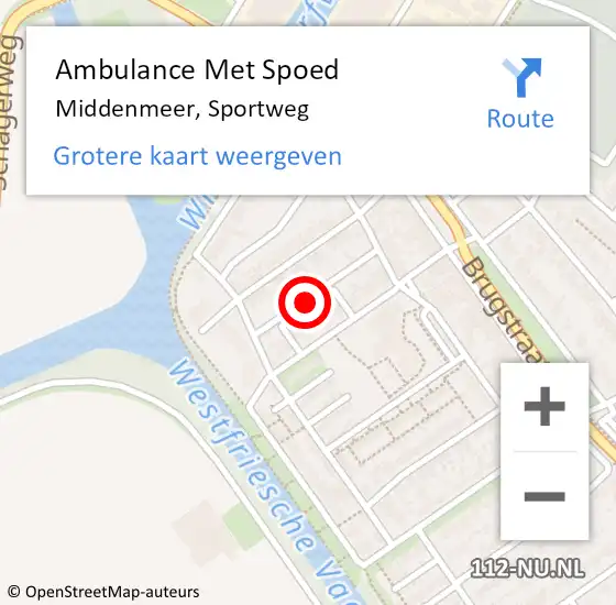 Locatie op kaart van de 112 melding: Ambulance Met Spoed Naar Middenmeer, Sportweg op 17 november 2024 15:33