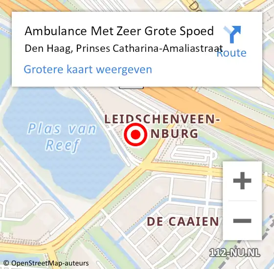 Locatie op kaart van de 112 melding: Ambulance Met Zeer Grote Spoed Naar Den Haag, Prinses Catharina-Amaliastraat op 17 november 2024 15:52