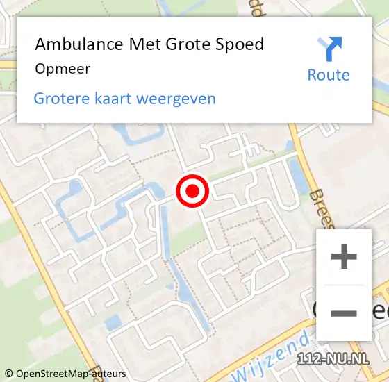 Locatie op kaart van de 112 melding: Ambulance Met Grote Spoed Naar Opmeer op 17 november 2024 15:53