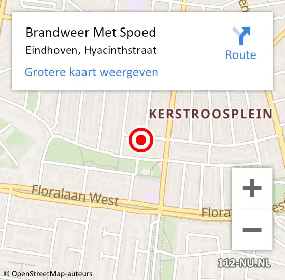 Locatie op kaart van de 112 melding: Brandweer Met Spoed Naar Eindhoven, Hyacinthstraat op 17 november 2024 15:55