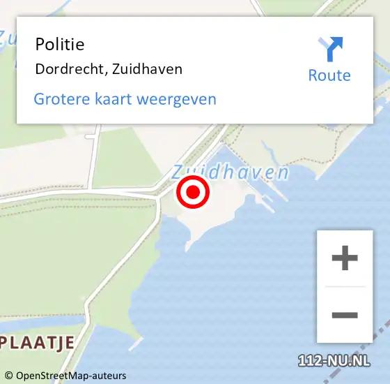 Locatie op kaart van de 112 melding: Politie Dordrecht, Zuidhaven op 17 november 2024 15:58