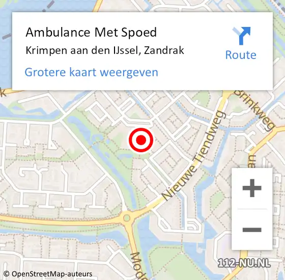 Locatie op kaart van de 112 melding: Ambulance Met Spoed Naar Krimpen aan den IJssel, Zandrak op 17 november 2024 16:10