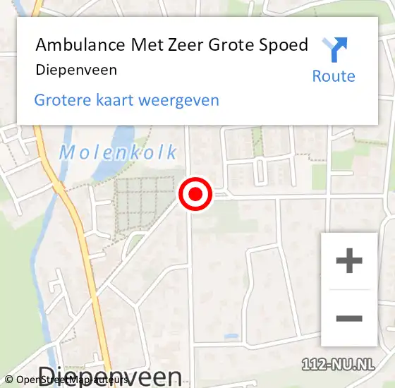 Locatie op kaart van de 112 melding: Ambulance Met Zeer Grote Spoed Naar Diepenveen op 17 november 2024 16:34