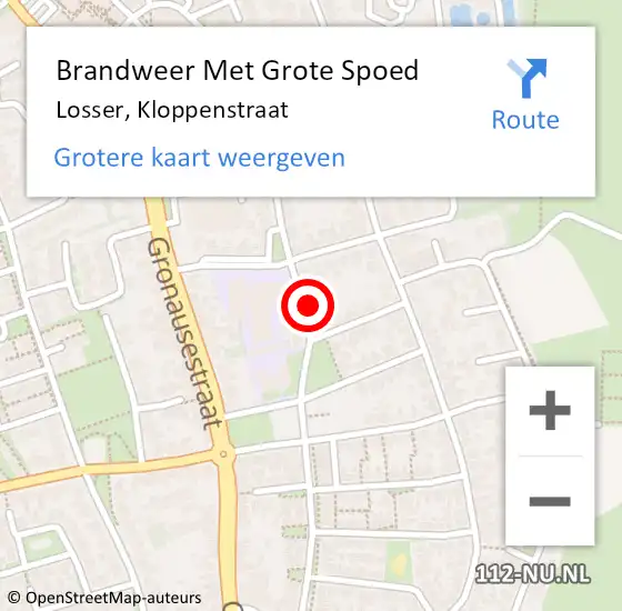 Locatie op kaart van de 112 melding: Brandweer Met Grote Spoed Naar Losser, Kloppenstraat op 17 november 2024 16:44